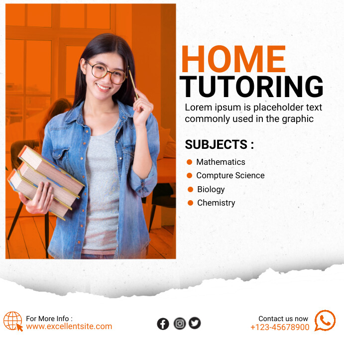 White Home Tutoring Instagram Post Template | PosterMyWall