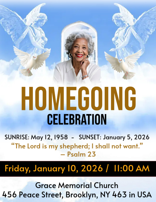 White Homegoing Celebration Flyer Template | PosterMyWall