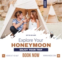 White Honeymoon Destination Square (1:1) template