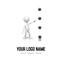 White Human Form Pointing Black Ball Illustration Logo template
