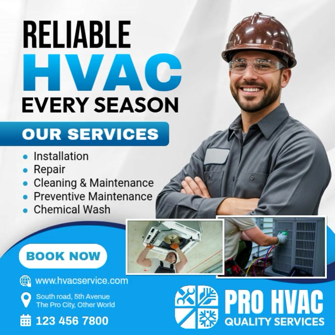 White HVAC Services Template | PosterMyWall