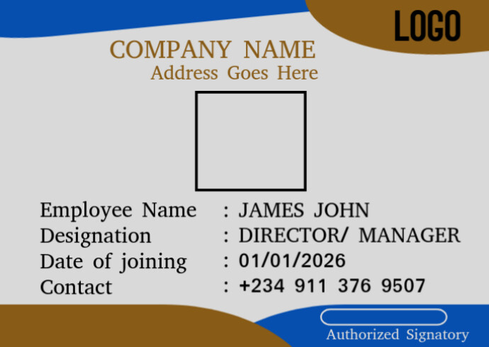 White I'd Card Design  Postcard template