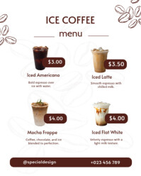 White  Ice Coffee Menu Instagram Portrait template
