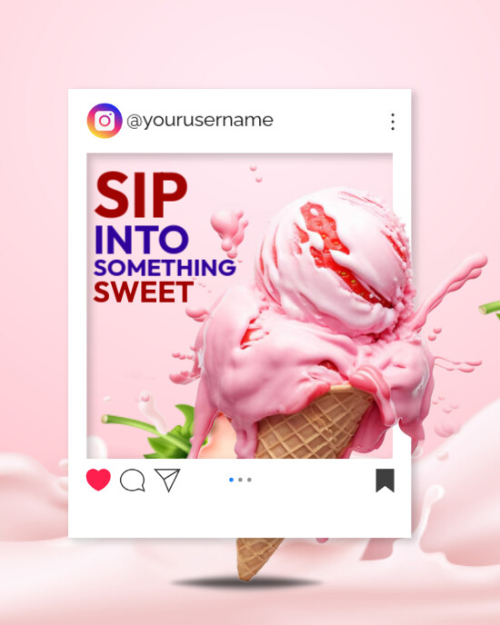 White Ice Cream Instagram Portrait template