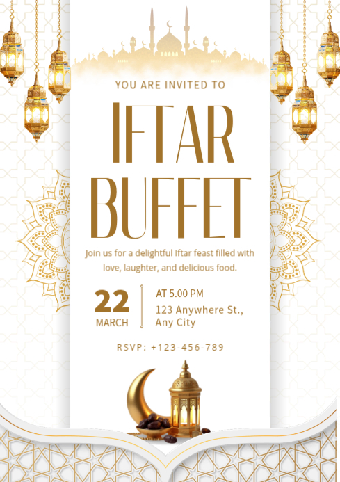 Iftar Buffet Invitation A3 Template | PosterMyWall