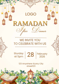 White Iftar Dinner A6 Video template