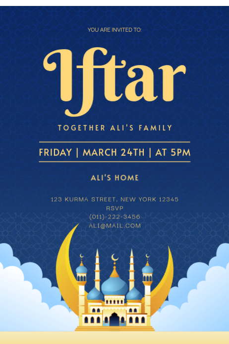 White Iftar Ramadan Poster Template | PosterMyWall