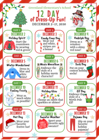 White Illustrative 12 Days Of Christmas A4 template