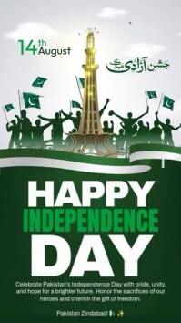 White Illustrative 14 August Independence Day Of Pakistan Instagram Story template