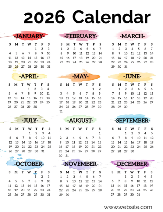 Plantilla de White Illustrative 2026 Calendar Flyer (us Letter ...