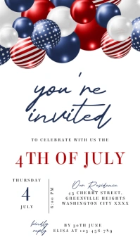 White Illustrative 4th Of July Instagram Stor template