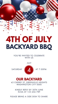 White Illustrative 4th Of July Invitation Ins Instagram Story template