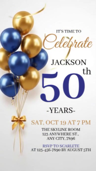 White Illustrative  50th Birthday Instagram Story template