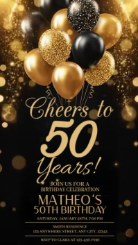 White Illustrative 50th Birthday Invitation Instagram Story template