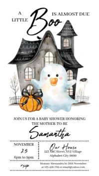 White Illustrative A Little Boo Baby Shower Invitation Instagram Story template