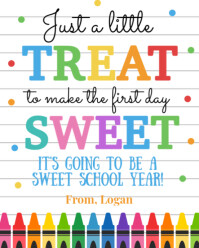 White Illustrative A Little Treat To Make First Day Sweet Tag Instagram Portrait template