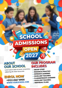 White Illustrative Admission Open Flyer Template A4