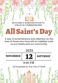 White Illustrative All Saint’s Day A4 template