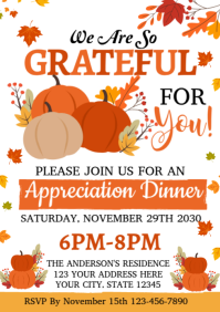 White Illustrative Appreciation Dinner A4 template