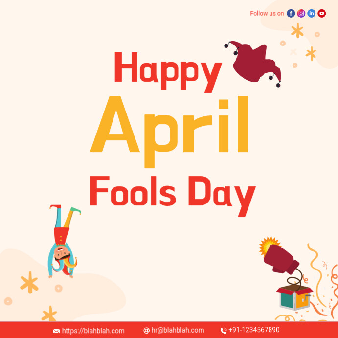 White Illustrative April Fools Day Instagram Post template