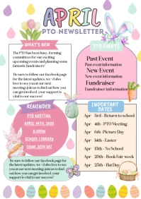 White Illustrative April Newsletter A4 template