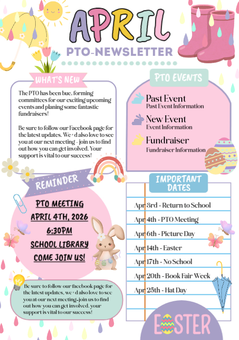 Pto Newsletter Examples White Pto Newsletter A4 Template | PosterMyWall