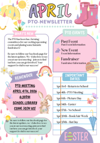 White Illustrative April Pto Newsletter  A4 template