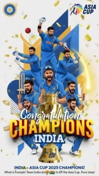 White Illustrative Asia Cup 2025 Champion India Instagram Story template