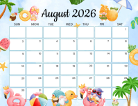 White Illustrative August 2026 Calendar Flyer (us Letter) template