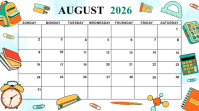 Blanc August 2026 Calendar งานนำเสนอ Presentation Template