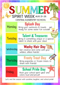 White Illustrative August Spirit Week A4 template