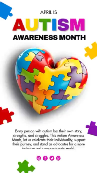 White Illustrative Autism Awareness Instagram Story Video template