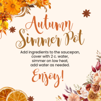 White Illustrative Autumn Simmer Pot Gift Tag Instagram Post template
