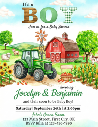 White Illustrative Baby Shower Flyer template