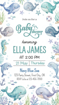 White Illustrative Baby Shower Instagram Story template