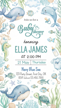White Illustrative Baby Shower Instagram Story template