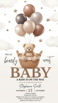 White Illustrative Baby Shower Instagram Story template