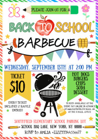 White Illustrative Back To School Bbq A4 template