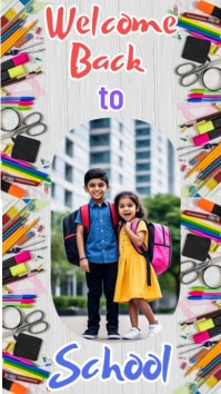 White Illustrative Back To School  Facebook Story template
