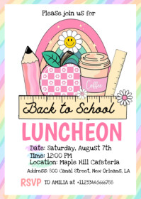 White Illustrative Back To School Luncheon A6 template