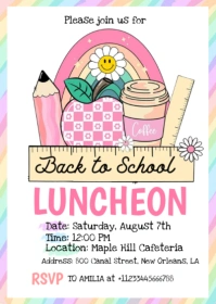White Illustrative Back To School Luncheon A6 template