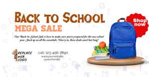 Branco White Illustrative Back To School Mega Sale F Facebook-Anzeige Template