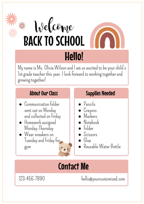 White Illustrative Back To School Newsletter  A4 template