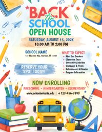 White Back to School Open House Løbeseddel Template