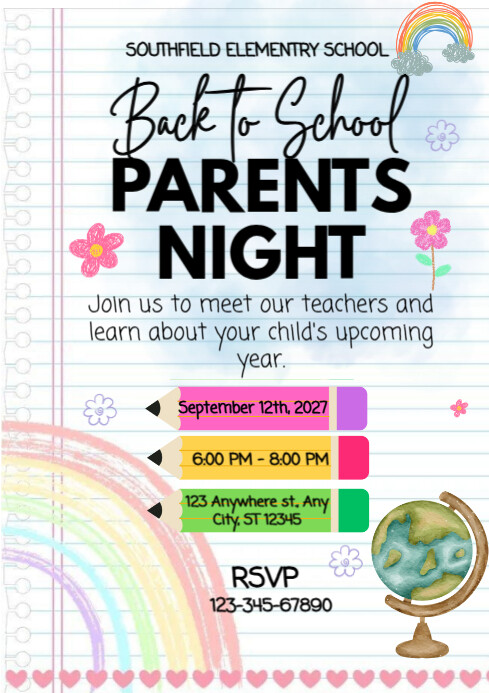 White Illustrative Back To School Parents Night A4 template