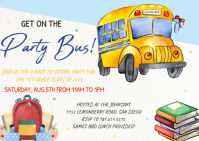 White Illustrative Back to School Party A6 template