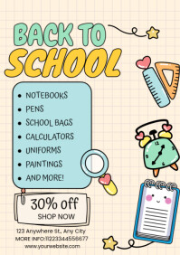 White Illustrative Back To School Sale A4 template