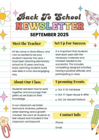 White Illustrative Back To School September Newsletter  A4 template