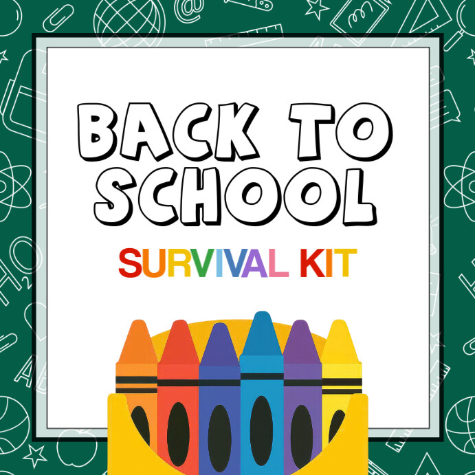 White Illustrative Back To School Survival Kit Instagram Post Template ...