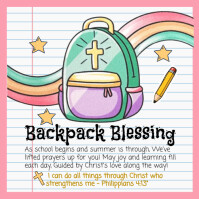 White Illustrative Backpack Blessing Instagram Post template